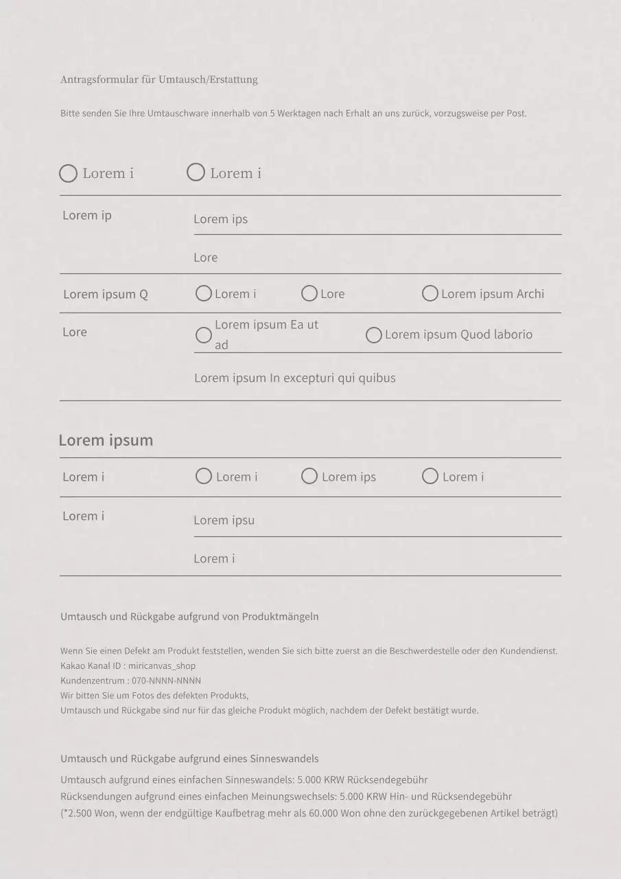 Elegantes, beigefarbenes Design der Erstattungs- und Rückgabeanleitung