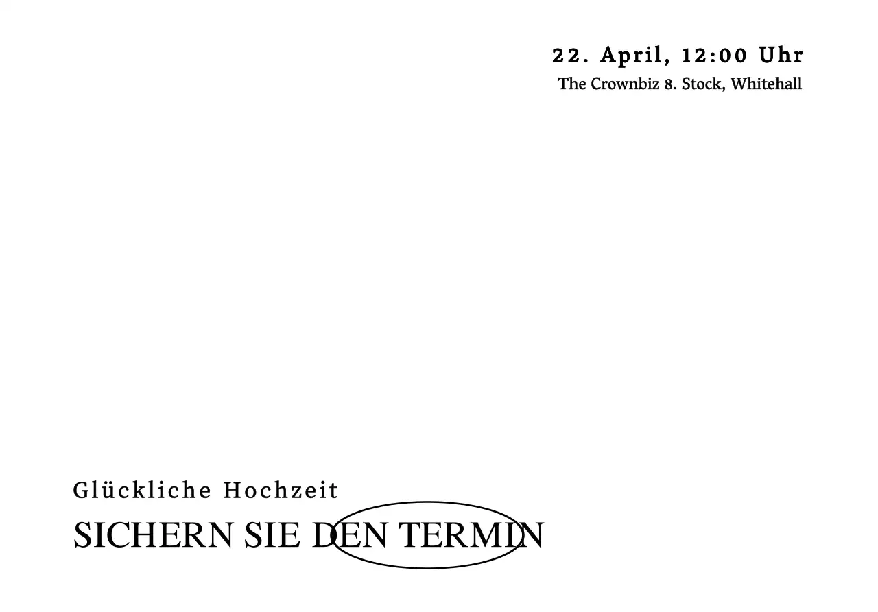 Ein einfaches Konzept Hochzeitseinladung mit schwarzem Text