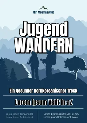 Eine dunkle, marineblaue Illustration einer Rekrutierungsanzeige eines Bergclubs.