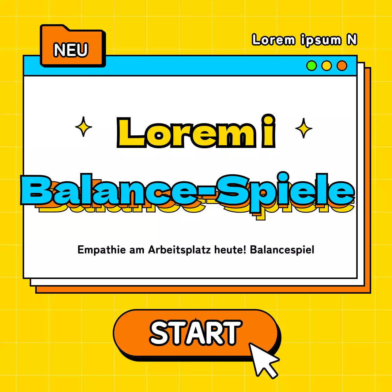 Ein Gleichgewichtsspiel am Arbeitsplatz mit gelben und hellblauen Farbtupfern gepostet von