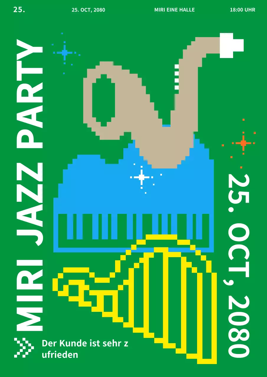 Green Pixel Art Cute Jazz Festival Auftritt