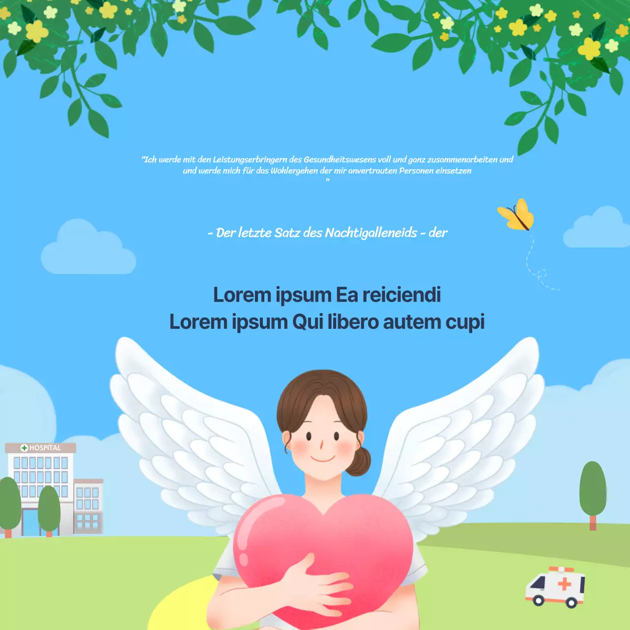 Karte zum Weltkrankenpflegetag in blauem News-Design