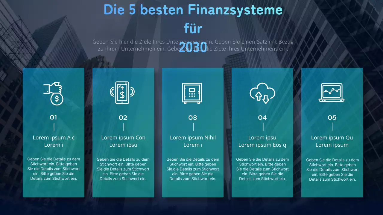 Agenda-Infografik mit blauem Stadtthema
