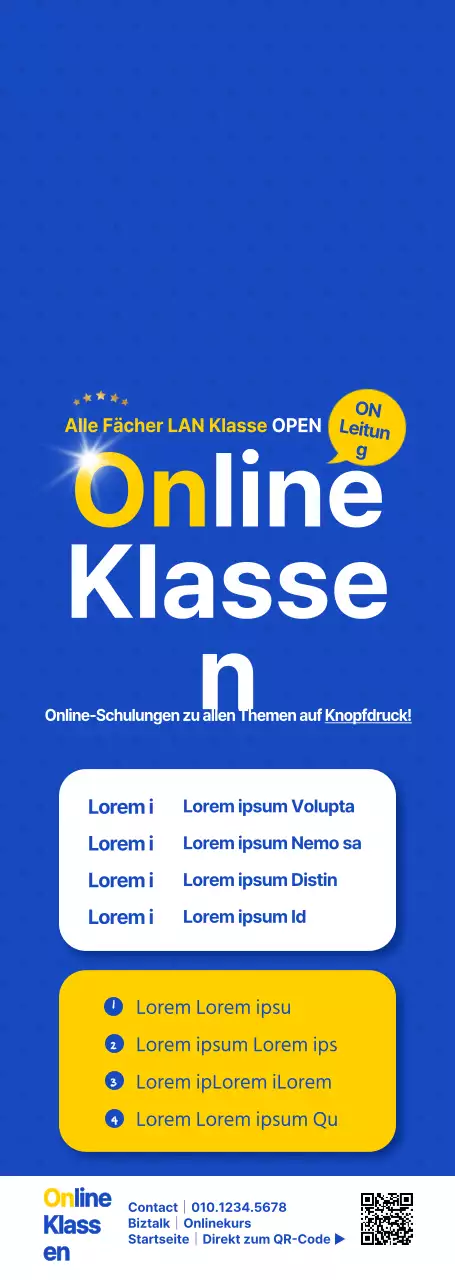Sauberes Blau und Weiß für die Ankündigung und Bewerbung von Online-Schulungsangeboten