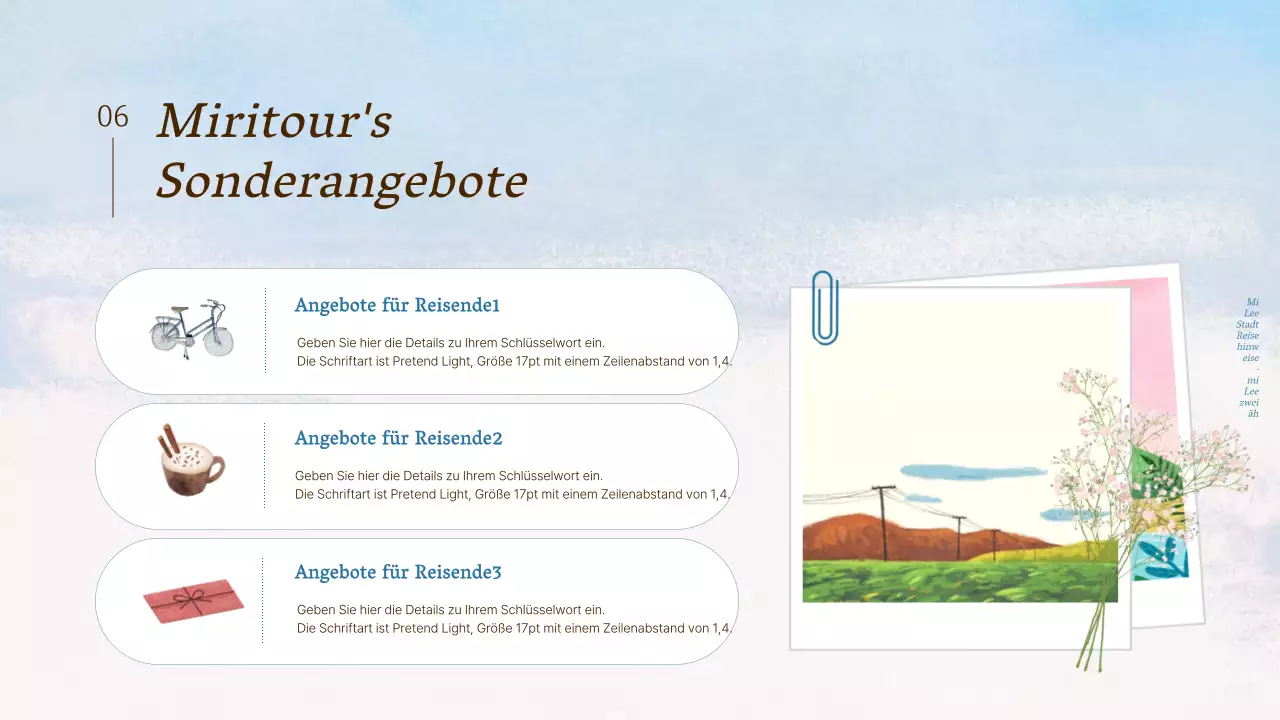 Förderung von hellblauen und weißen natürlichen Touristenattraktionen als Reiseführer