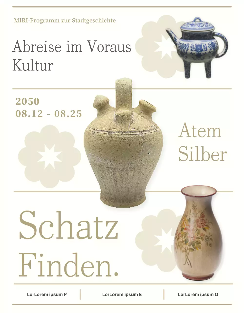 Ein beruhigendes, traditionelles Poster mit einer Porzellanoberfläche in Elfenbein.