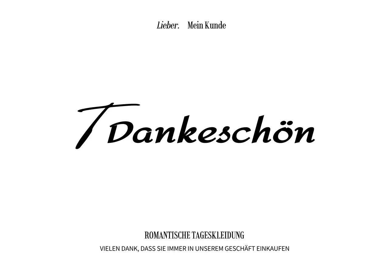 Kunden-Dankeschön-Karte für ein Einkaufszentrum mit schwarzer, gekritzelter Handschrift