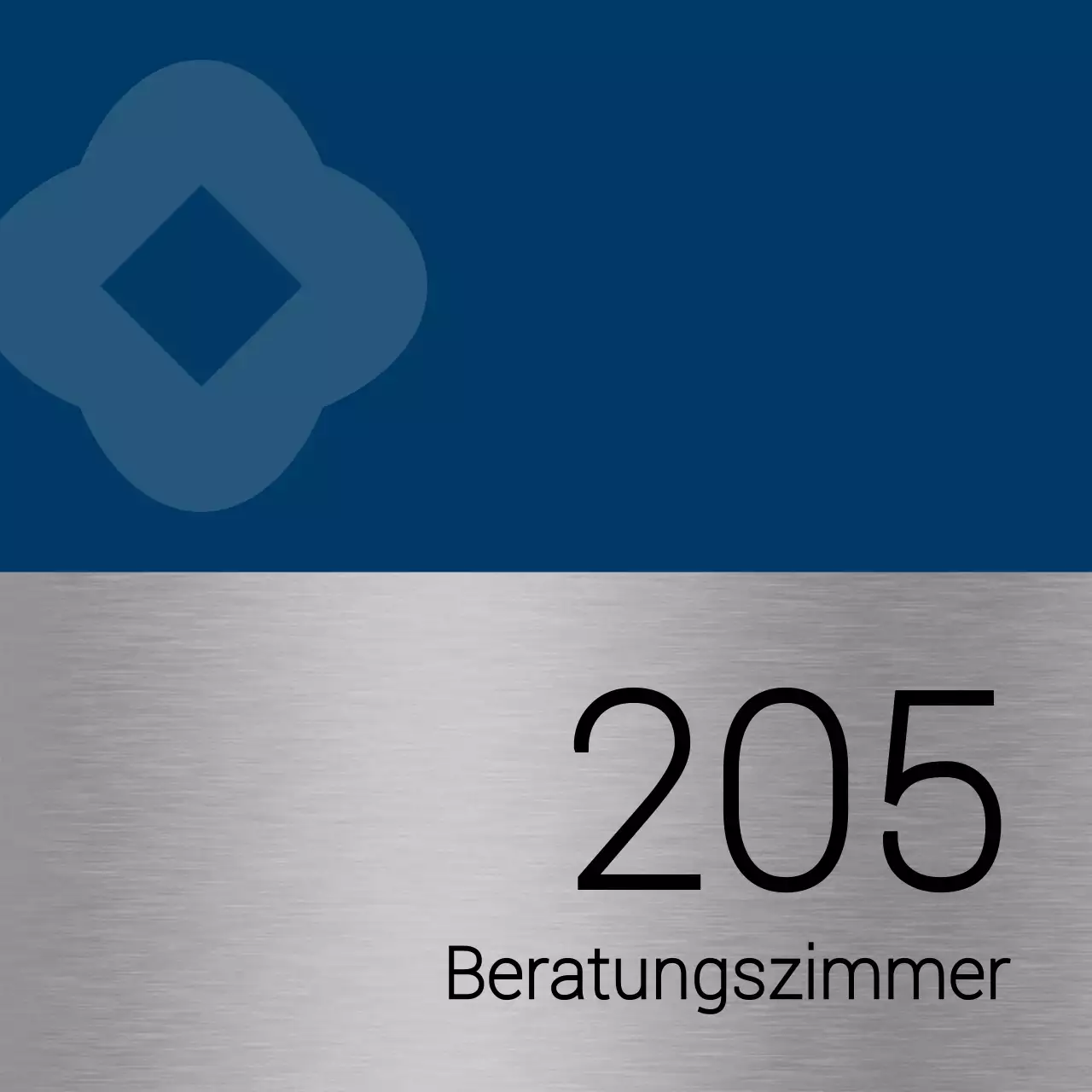 Namen von Universitätsklassenräumen mit einfachen blauen und schwarzen Formen als Akzente