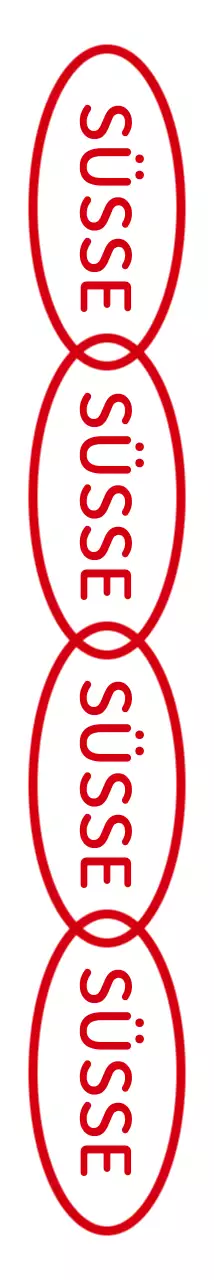 Eine einfache Kombination aus Formen und Text in Rot mit Wiederholungen Style Cafe