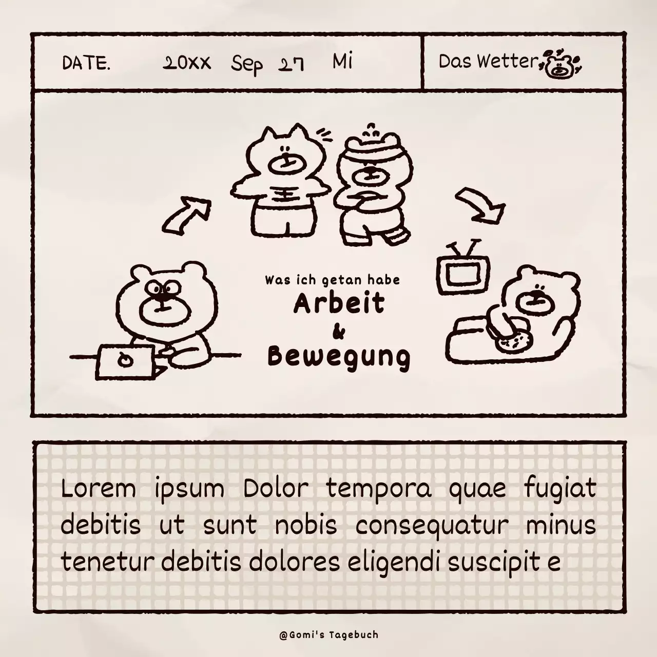 Niedlicher brauner Bär Illustration Tagebuch Bündelpackung