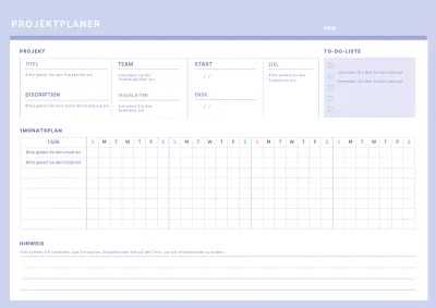 Einfacher lila Projektplaner für Webnotes