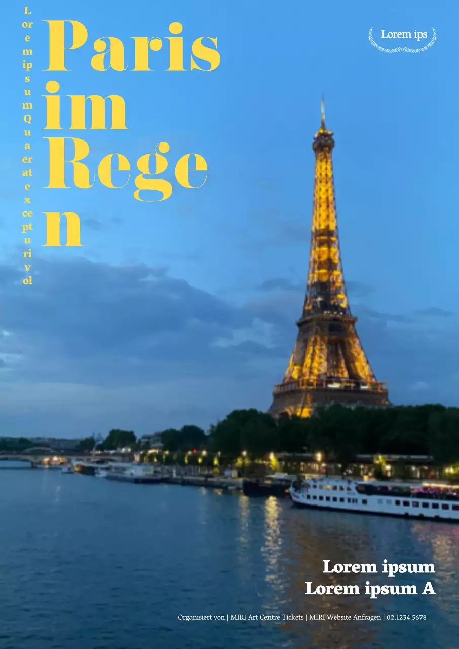 Eine theatralische Aufführung mit gefühlvollen Pariser Nachtfotos und einem fetten Schriftlayout