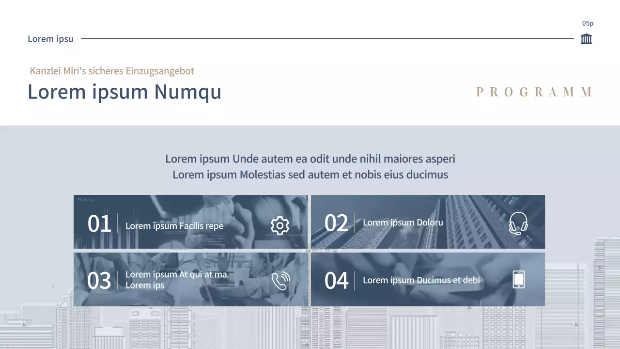 Angebot einer sauberen Anwaltskanzlei in Blau und Beige (PPT)