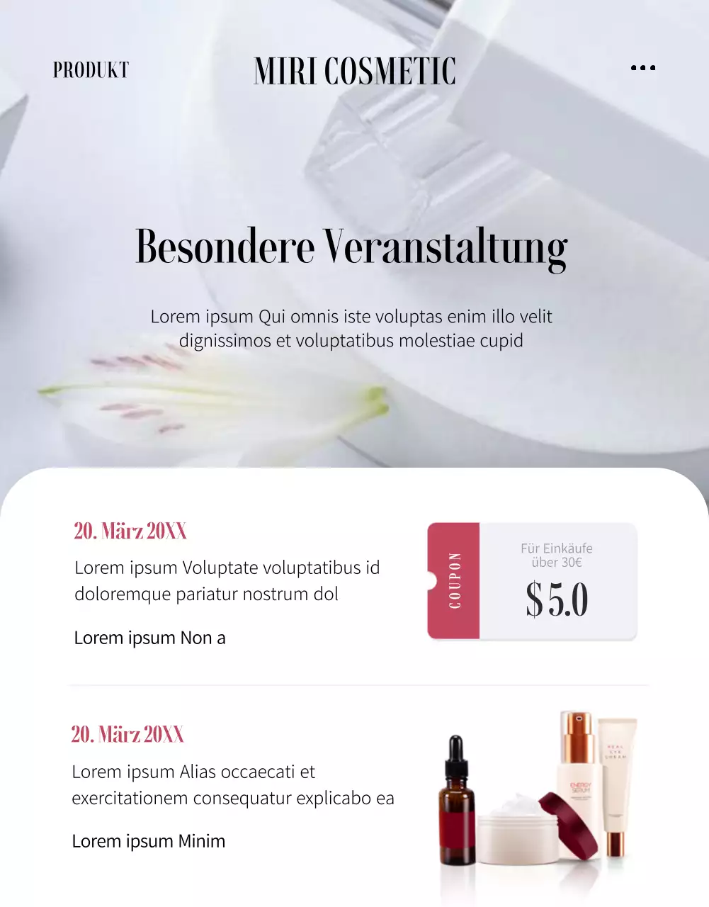 Bewerben Sie Ihre Veranstaltung zum Weißen Tag mit rosa und lila Schönheitstrends