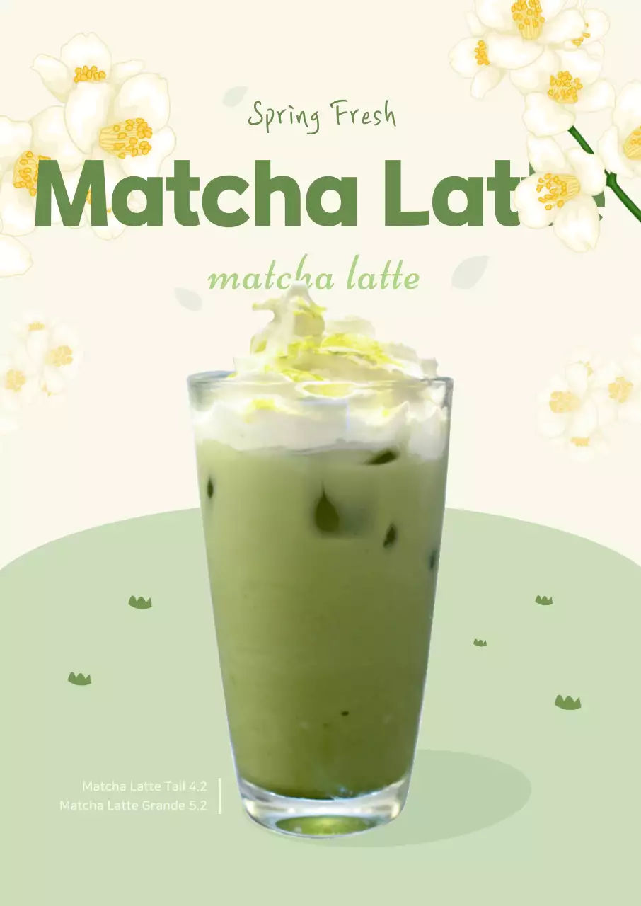 Spring-inspired matcha latte poster