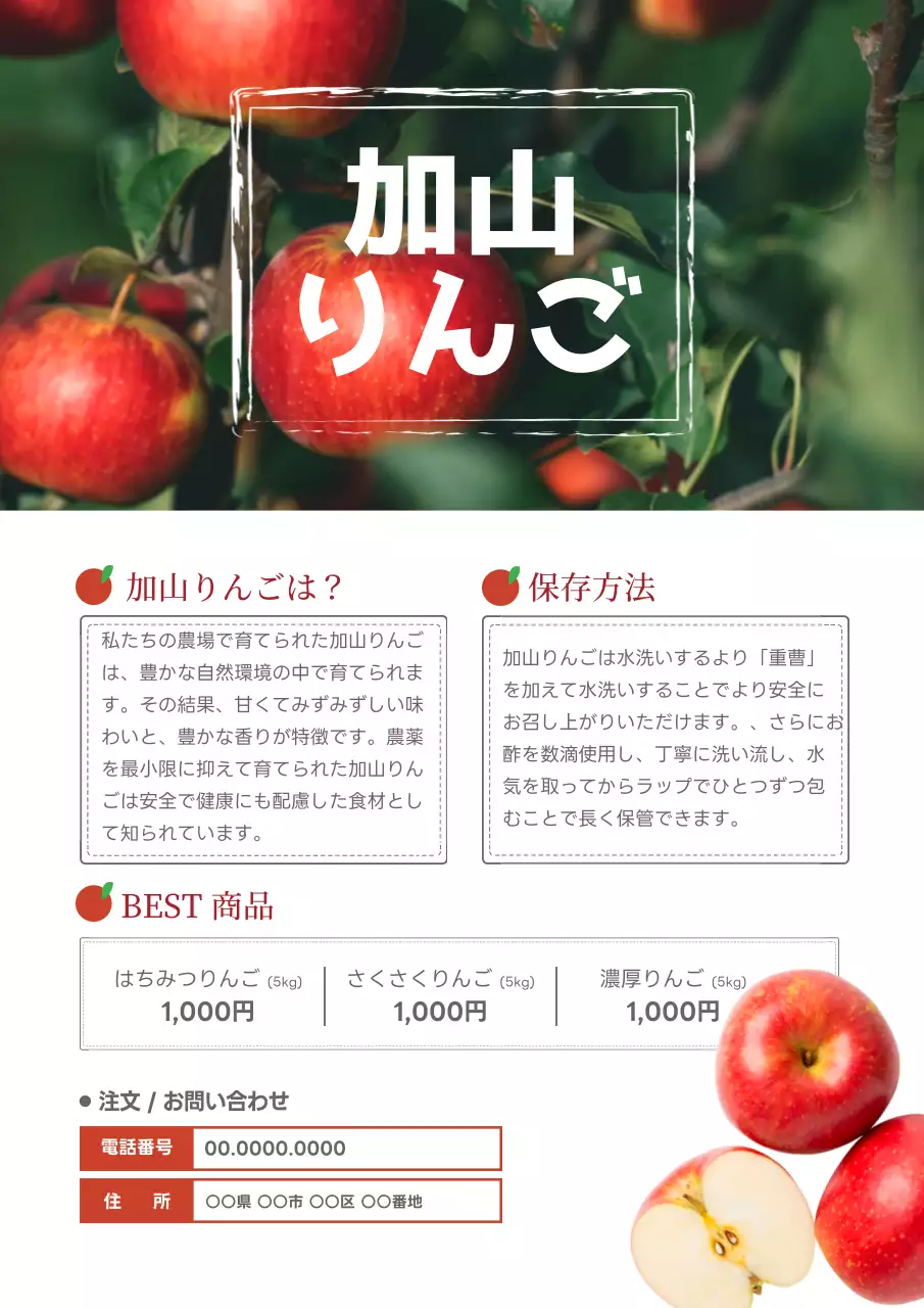 赤 シンプル りんご パンフレット ポスター