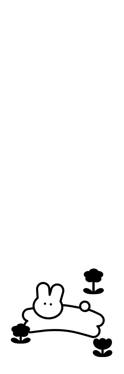 Waren mit einfachen, niedlichen Hasen- und Blumenillustrationen in Schwarz