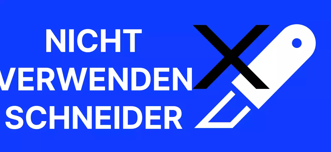 Ein hippes Design in Blau und Schwarz mit einer Warnillustration und einer Business-Homepage