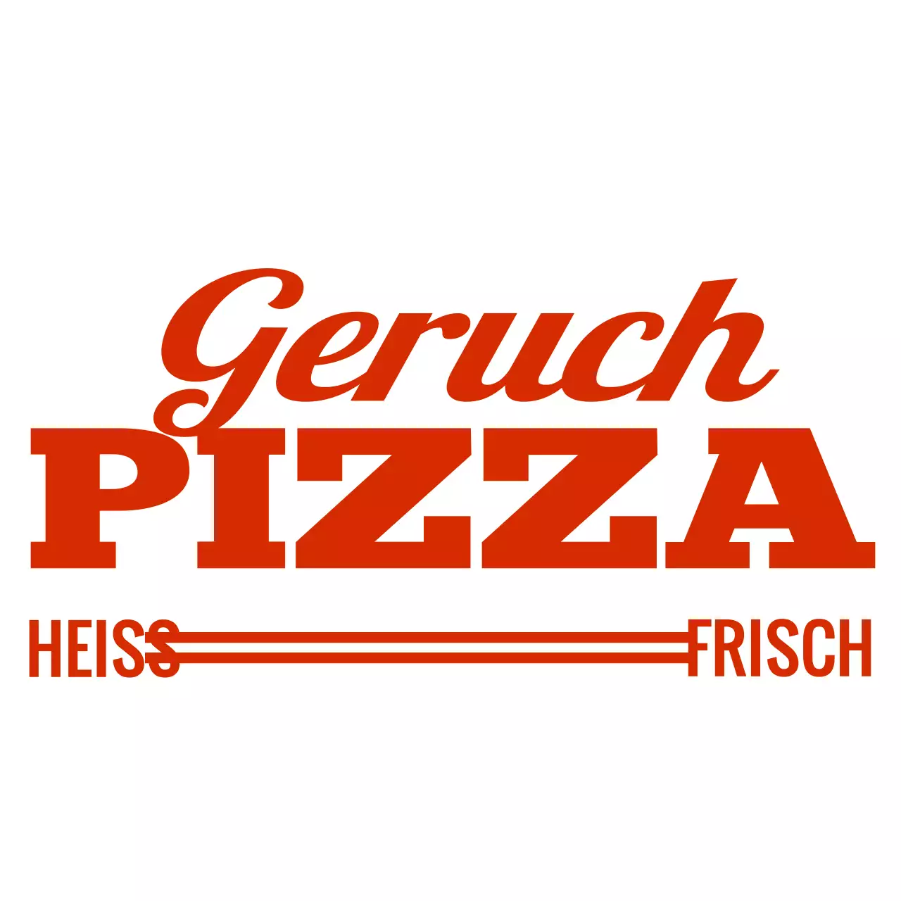 Rot und weiß einfachen modernen Text Betonung Logo Typ Stil für die Förderung einer Pizzeria