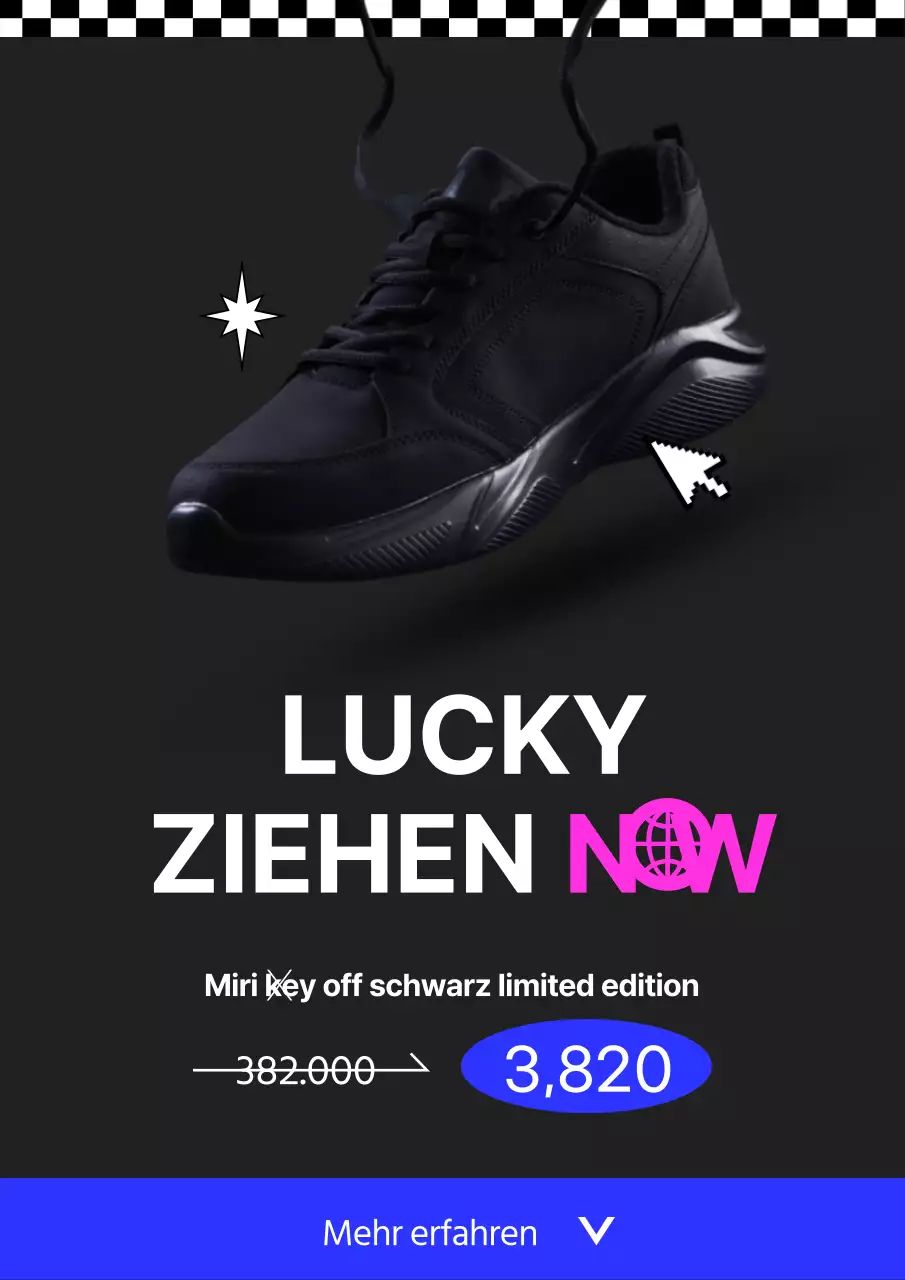 Lucky Drow Webposter in schwarz, ein modischer Sneaker in limitierter Auflage.