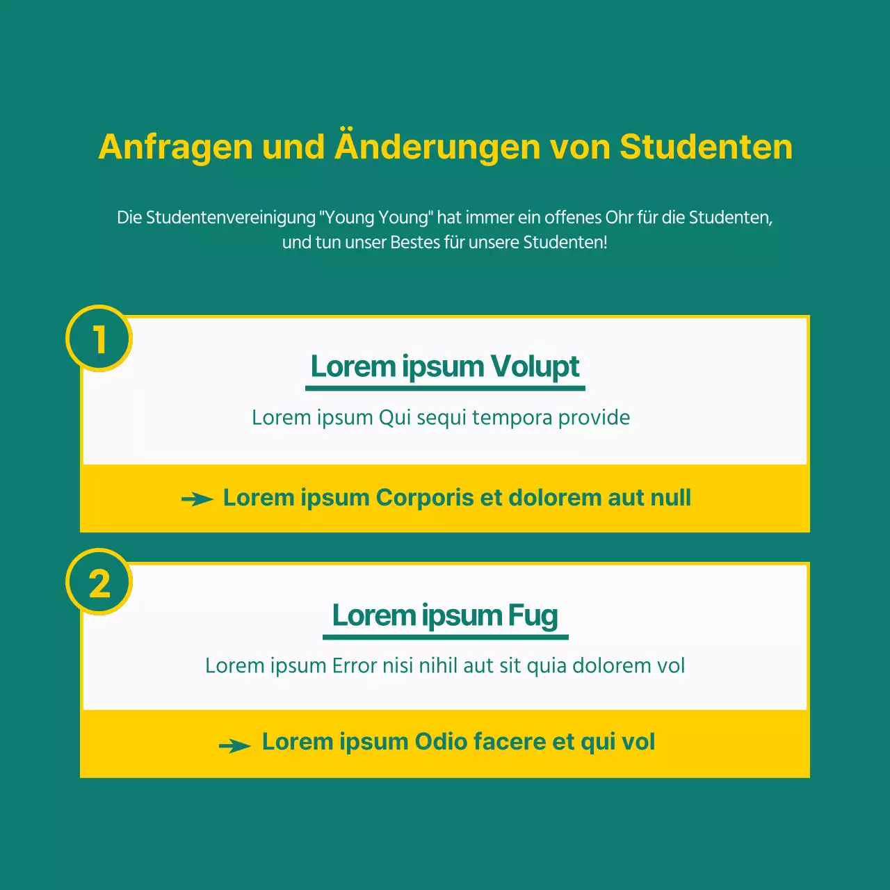 Gelbe und grüne Uni-Highlights cardNews-Design