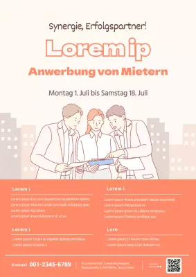 Korallenfarbenes Webposter zur Einstellung von Coworking Spaces