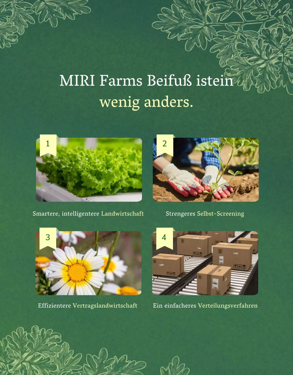 Beifuß-Werbemarketing mit Aquarellillustrationen auf grünem und beigem Hintergrund