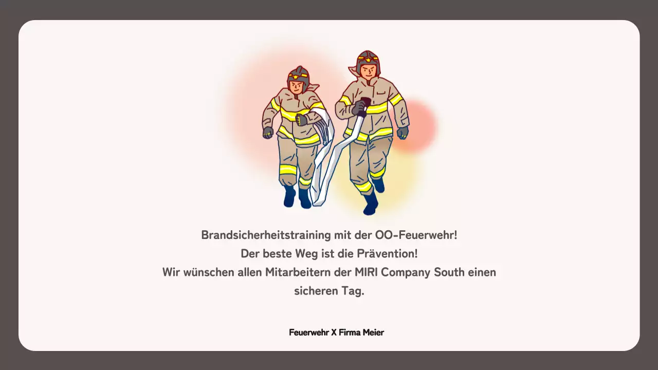 Brandschutztraining mit einem beigefarbenen Dateiexplorer-Konzept