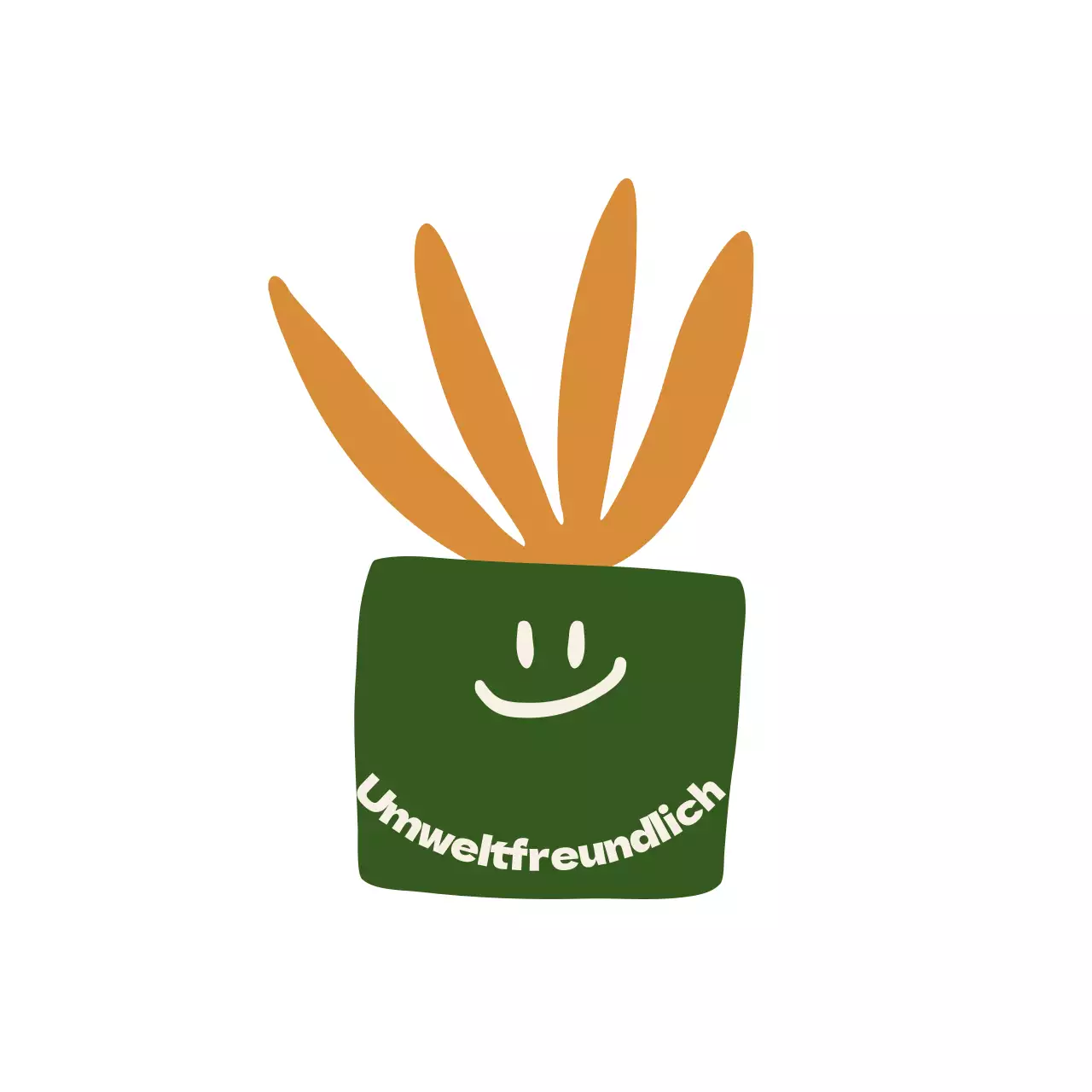 Umweltfreundlicher veganer Produktführer mit orangefarbenen und grünen minimalistischen Bio-Konzeptillustrationen