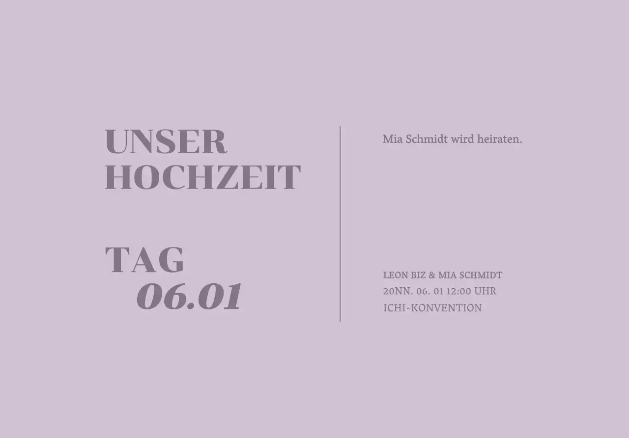 Postkartenumschlag für Hochzeitseinladungen mit hochzeitsbezogenem Text