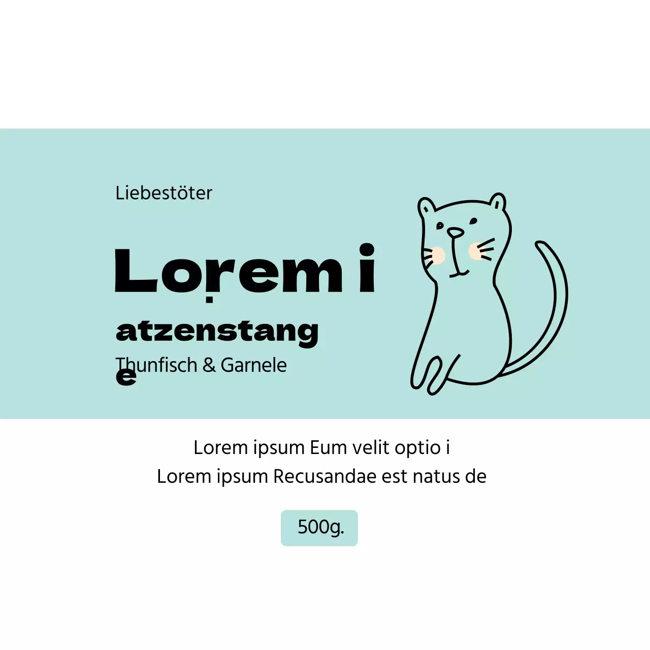 Ordentliches Etikett für Haustiere mit hellblauer Illustration