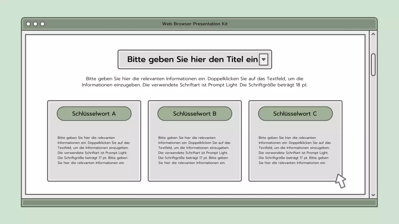 Präsentationsmappe mit einem hellblauen Browserkonzept