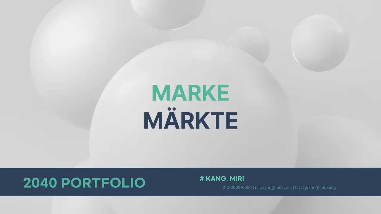 Einfache Vermarktermappe mit 3D-Bildern in Minze und Marineblau