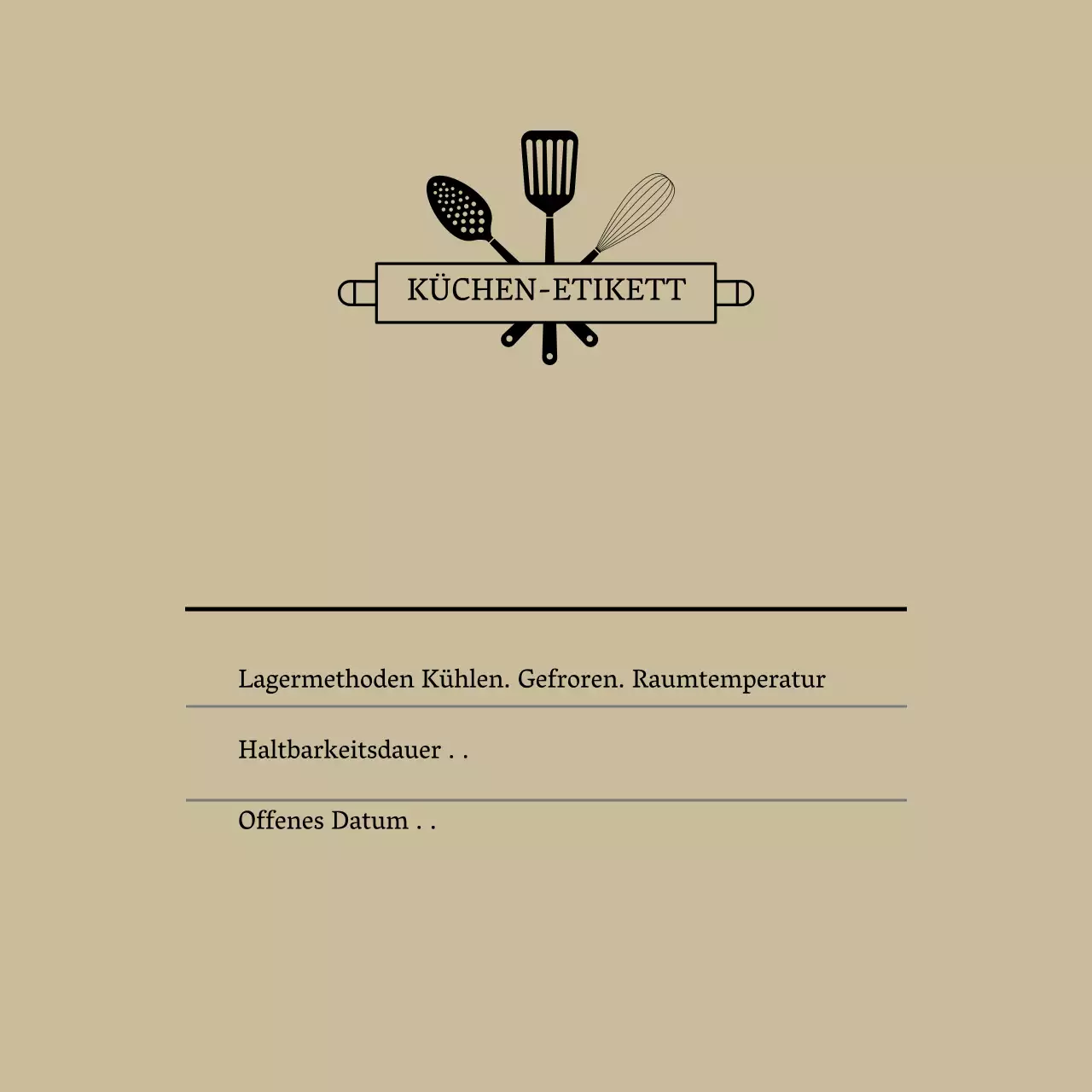 Beige Einfaches Icon Küchenetikett