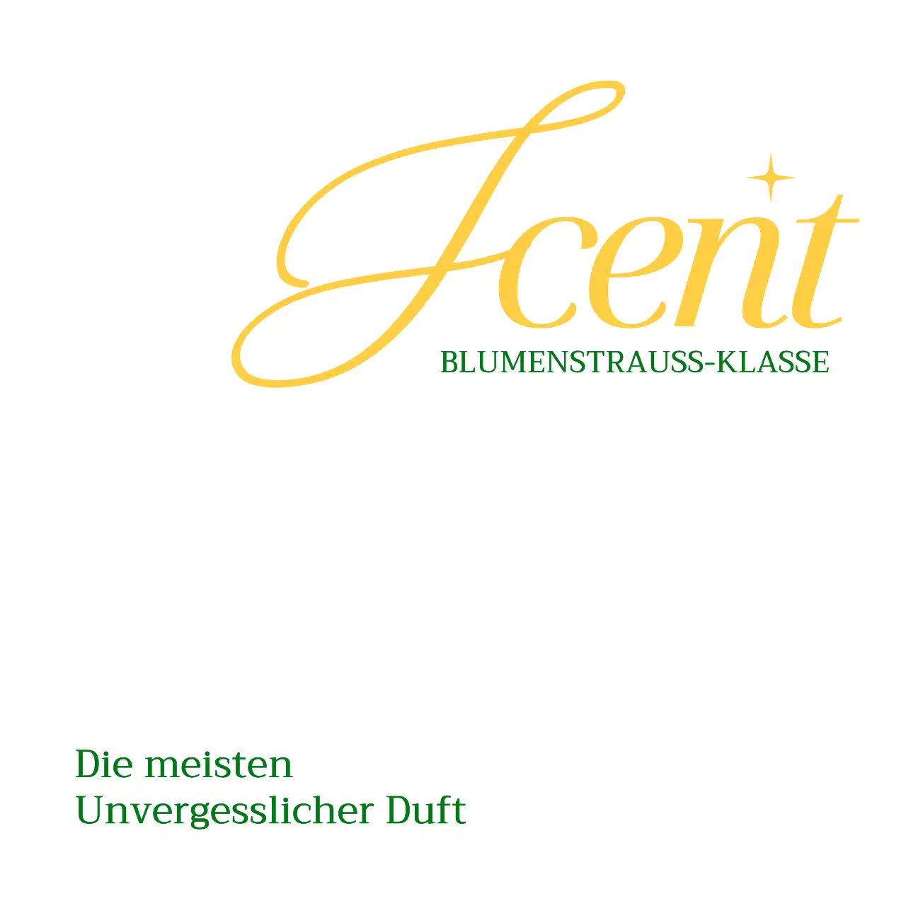 Einfacher grüner und gelber Text zur Bewerbung eines Blumenladens