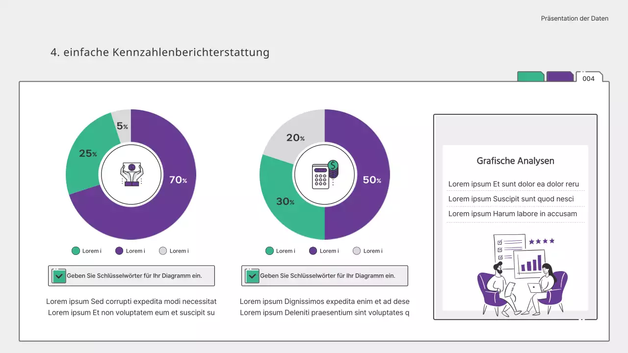 Einfache grüne und violette Diagramme und infografische Darstellung