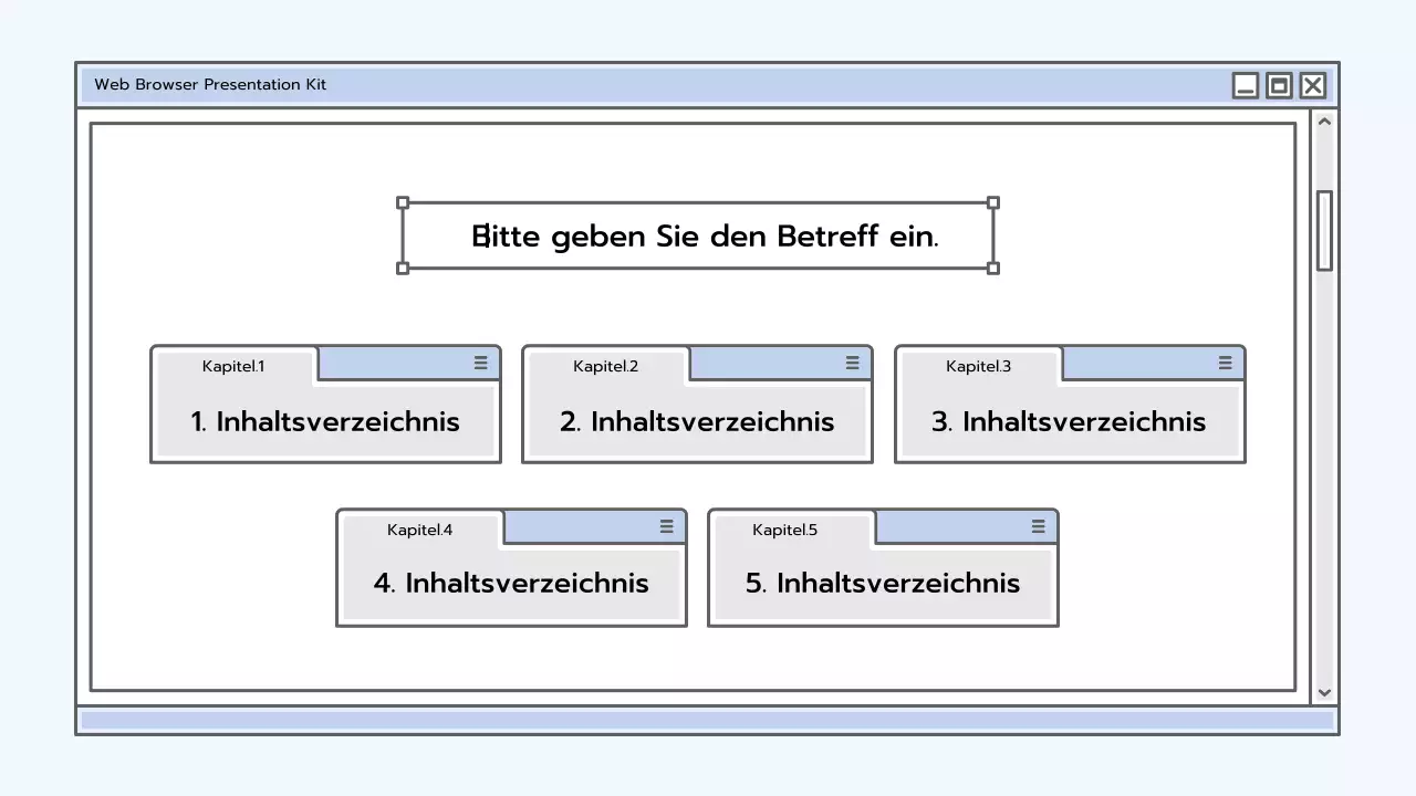 Präsentationsmappe mit einem hellblauen Browserkonzept