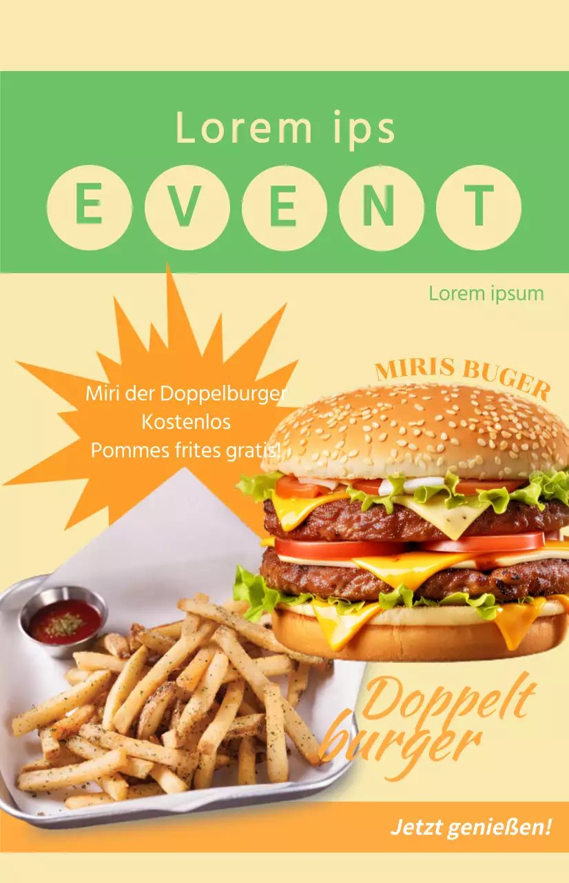 Flagge für das Startfenster des Menüs mit Text in einer groben Schriftart über einem orangefarbenen Quadrat