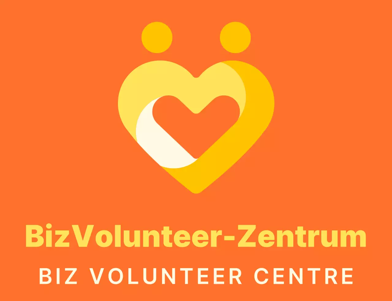 Einfaches herzförmiges Symbol Logo-Stil in orange und leuchtend gelb Outreach Zentrum Organisation