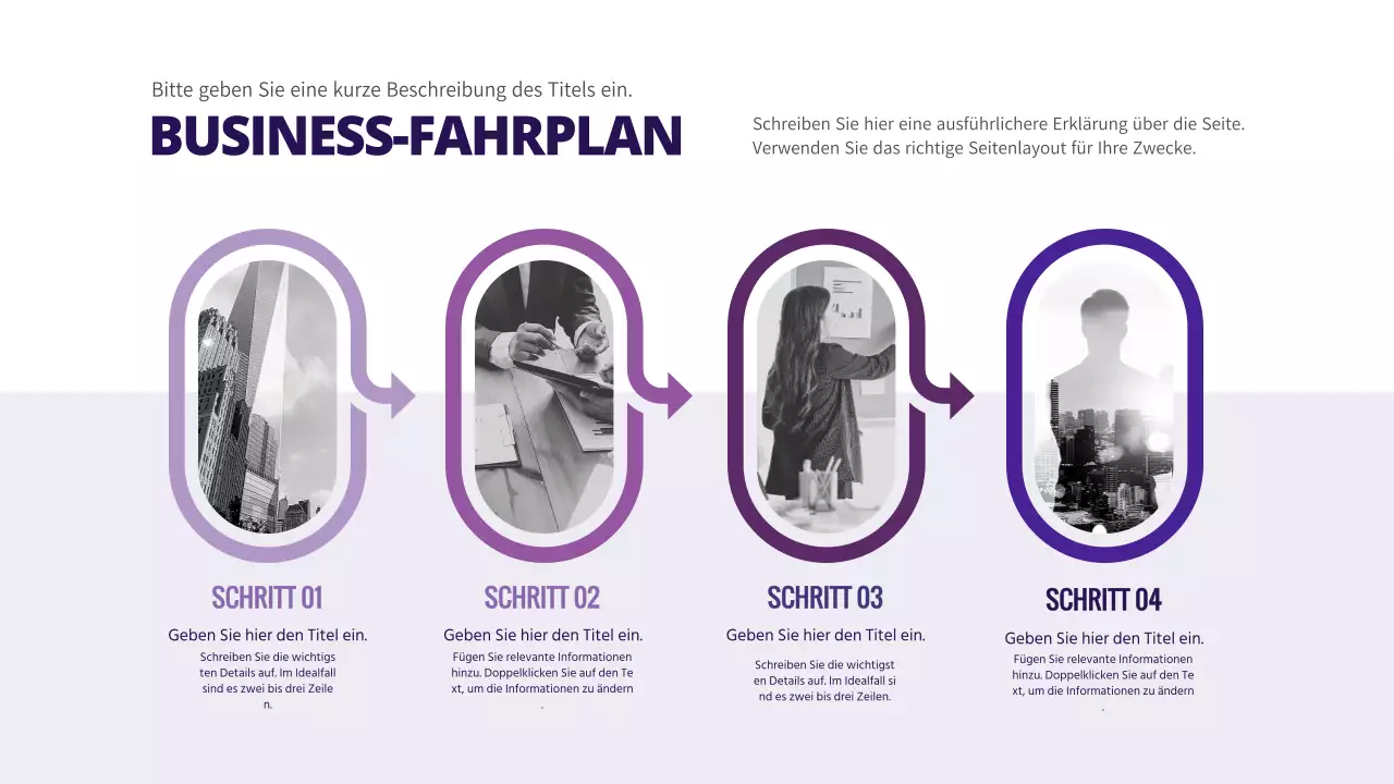 Lila Business Roadmap Schritt 4 Infografik Über uns Firmengeschichte