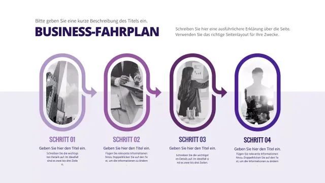 Lila Business Roadmap Schritt 4 Infografik Über uns Firmengeschichte