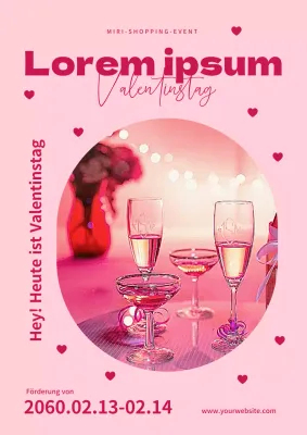 Herz-Poster zum Valentinstag in Rosa und Pflaume