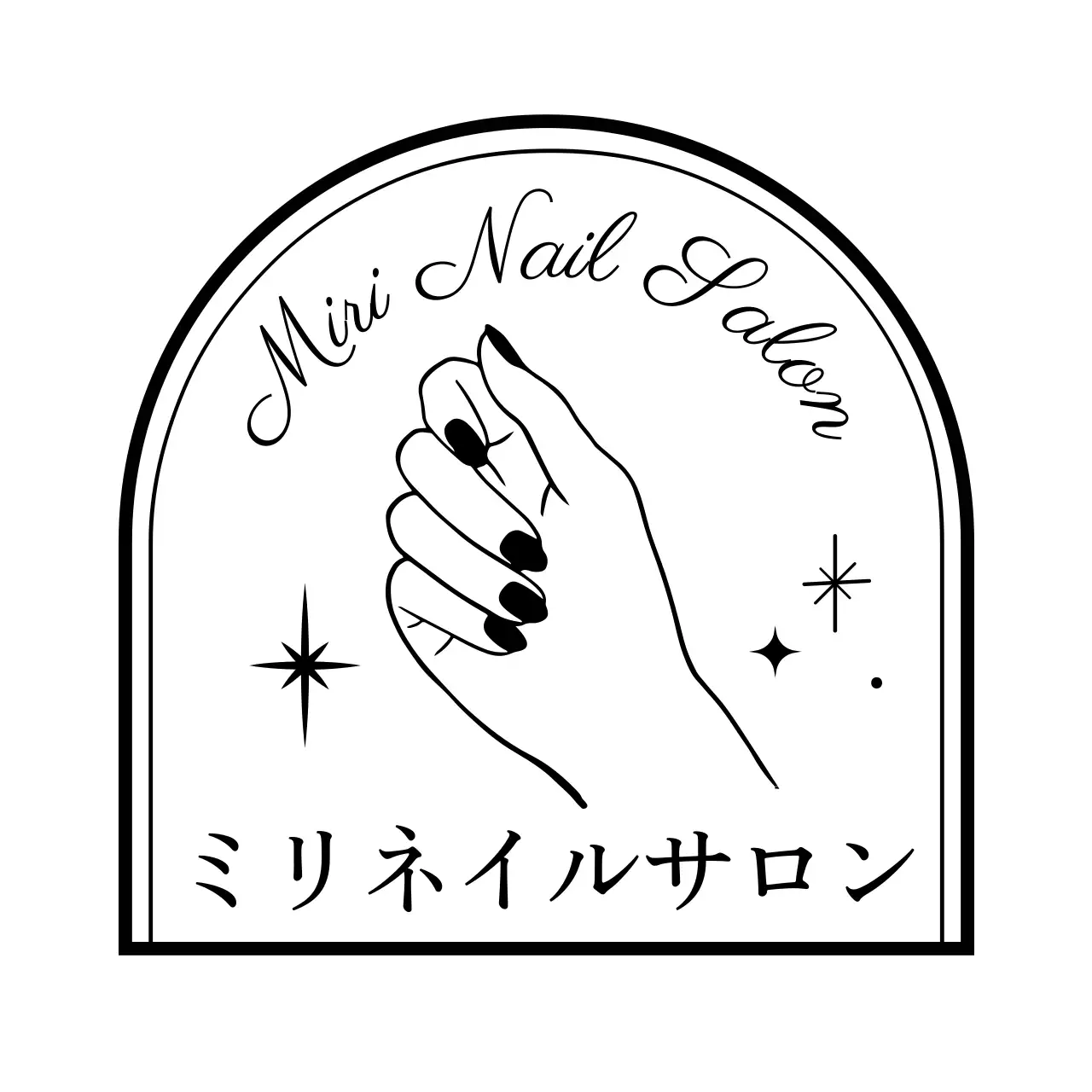 手描きイラストのバッジスタイルのネイルショップ