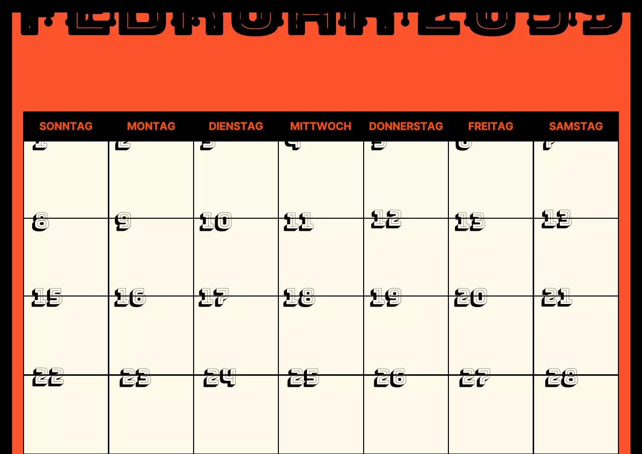 Niedlicher alter Munsley-Kalender mit orangefarbenem Hintergrund