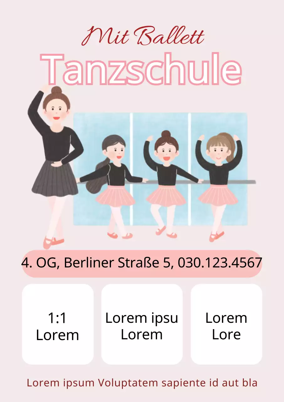 Werbung für die rosa Tanzschule