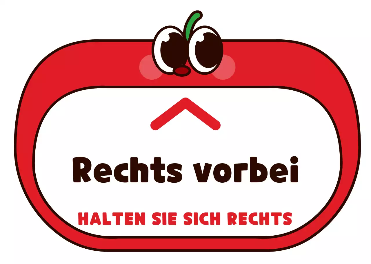 Niedliche rote und schwarze Apfel Zeichen Rahmen Stil Vorfahrt Anweisungen