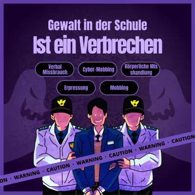 Arten von Gewalt an Schulen in Lila und Schwarz