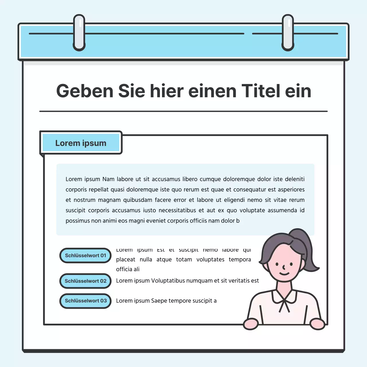 Hellblaues Notenkonzept Hübsche Karte mit niedlichen IllustrationenNews
