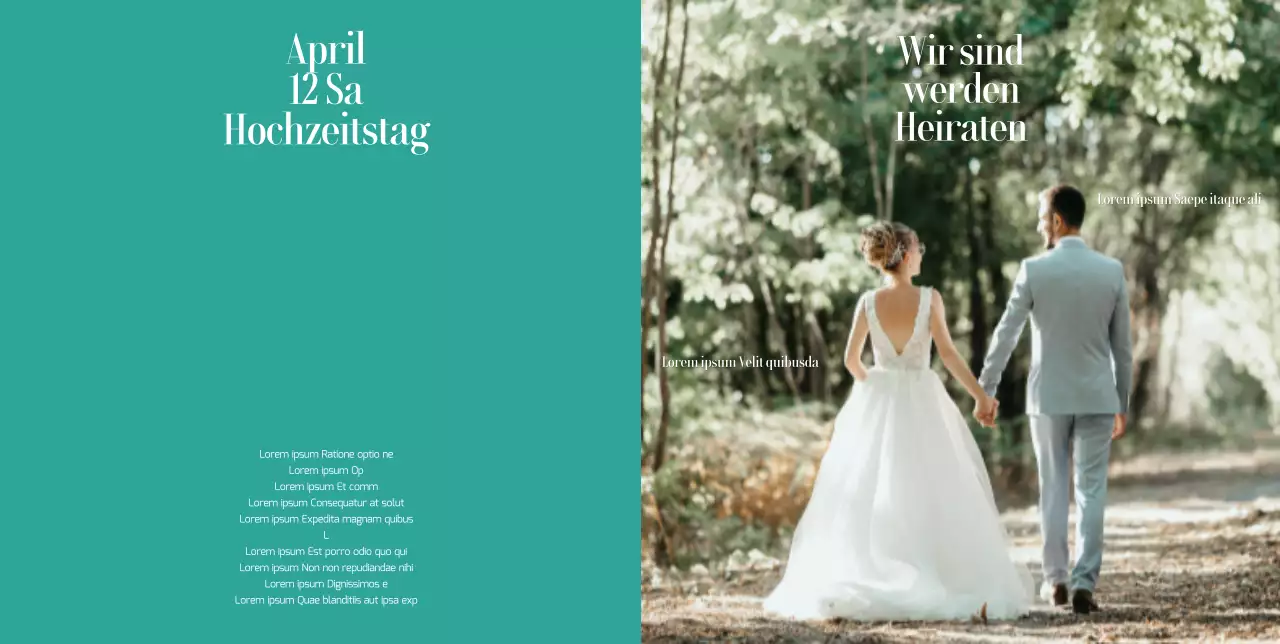 Saubere Hochzeitseinladung in monochromem Grün