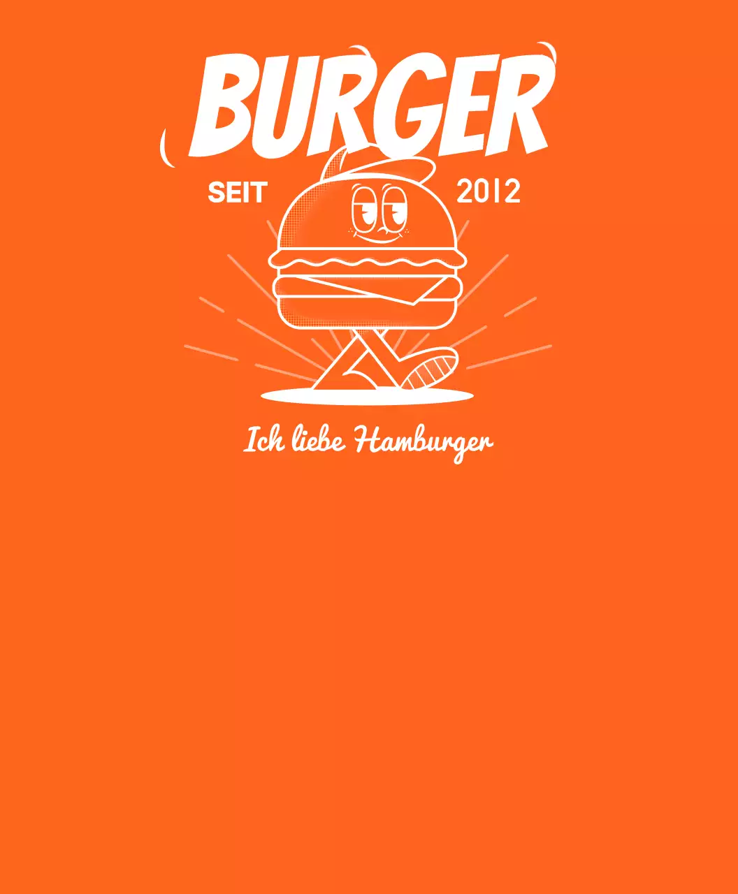 Hamburger Charakter Konzept Shop Uniform in orange und weiß